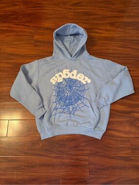 Light Blue spider Graphic Pullover Hoodie